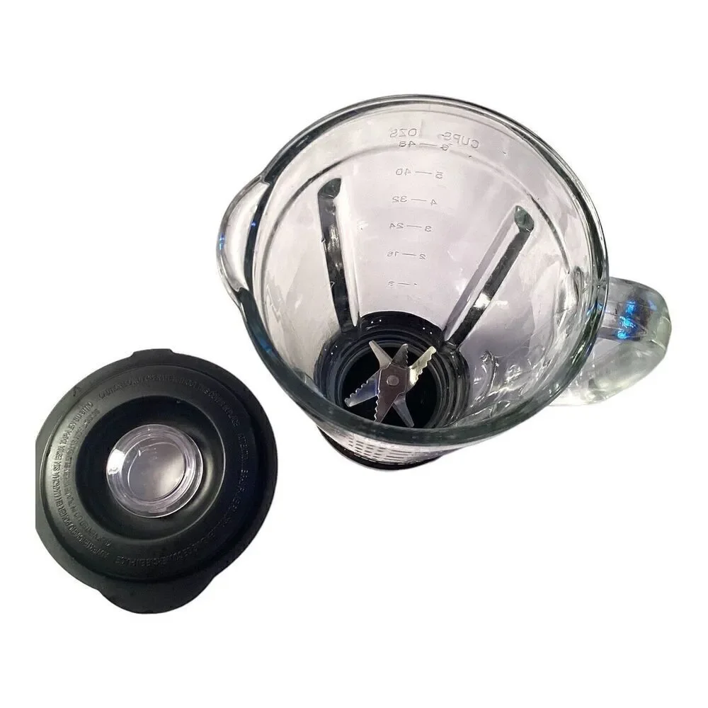 Blender Replacement Heavy Glass Pitcher 6 Cup With Black Lid